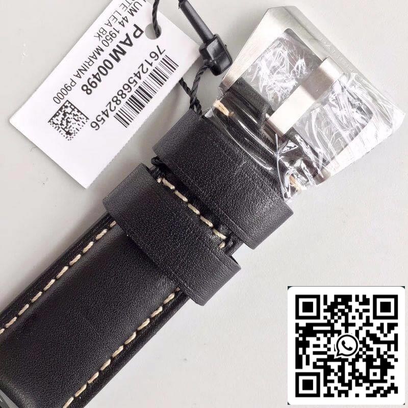 Panerai Luminor PAM498 VS Fabbrica Relojes mecánicos 1:1 edición migliore Swiss ETA P9000 Nero Pelle cinturino