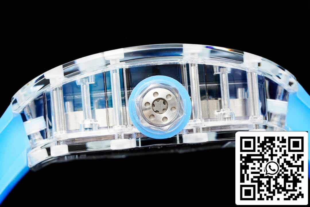 Richard Mille RM12-01 1:1 Best Edition RM Fabbrica Tourbillon Transparent Version Blue cinturino