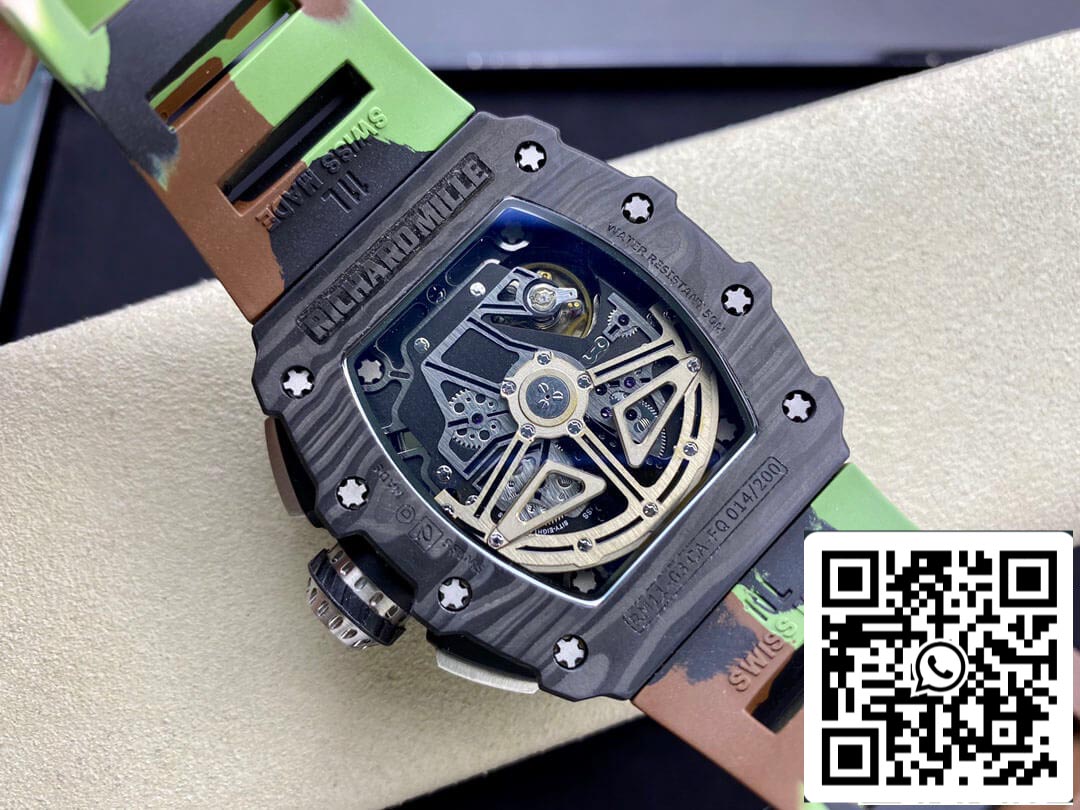 Richard Mille RM-011 1:1 Best Edition KV Fabbrica V2 Carbon Fiber Camo cinturino
