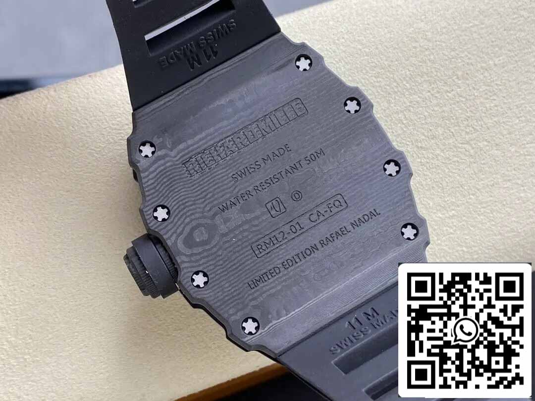 Richard Mille RM12-01 Tourbillon 1:1 Best Edition RM Fabbrica Black Skeleton Dial