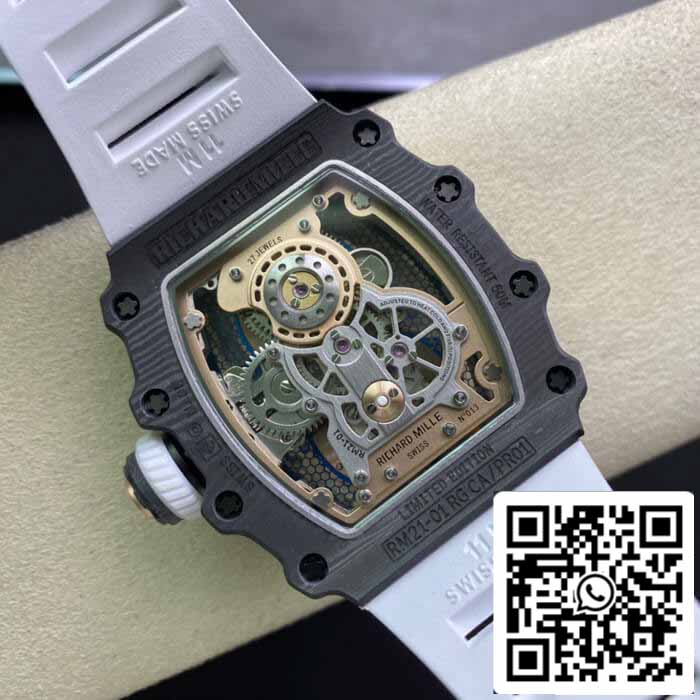 Richard Mille RM21-01 1:1 Best Edition RM Fabbrica Tourbillon Skeleton Dial White cinturino