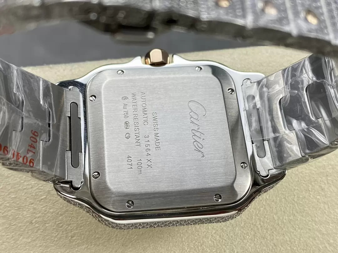 Santos De Cartier Diamond Watches quadrante bianco 1:1 edizione migliore AMG Fabbrica Swarovski Stone