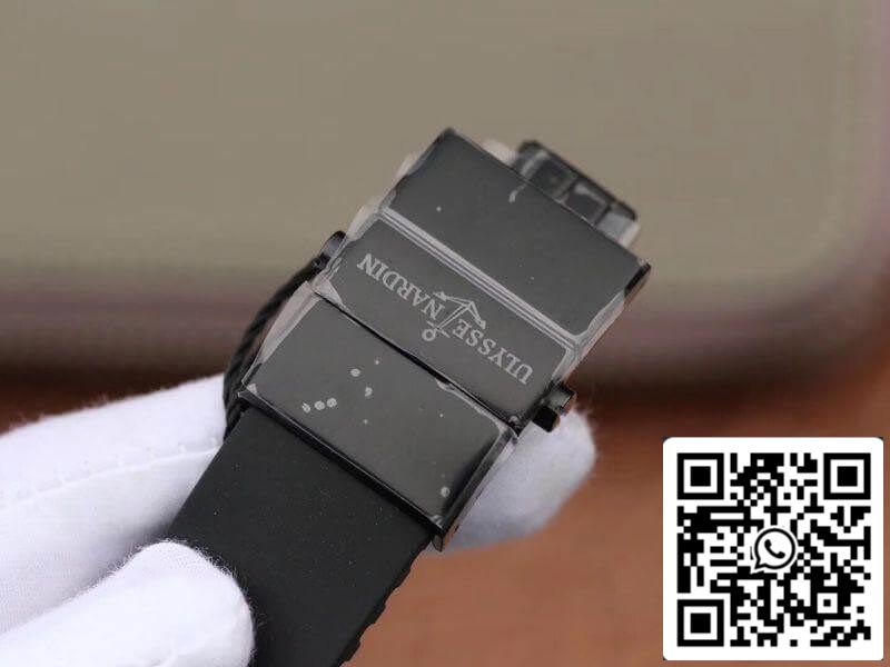 Ulysse Nardin El Toro 322-00-3 acciaio inossidabile Case All Working GMT Calendar Men Watches 1:1 Best Edition Swiss UN-32 movimento Black line pattern dial