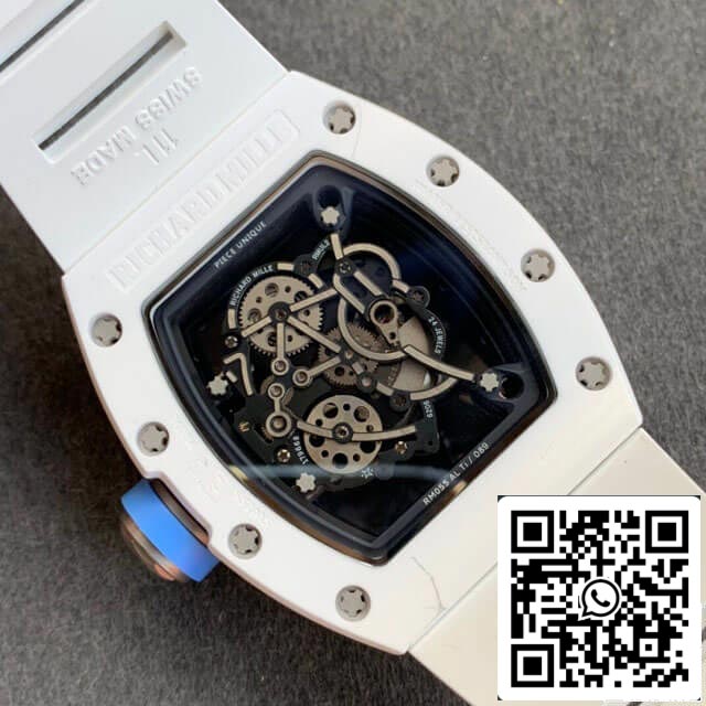 Richard Mille RM055 1:1 Melhor Edição KV Fabbrica V2 Cinturino Branco