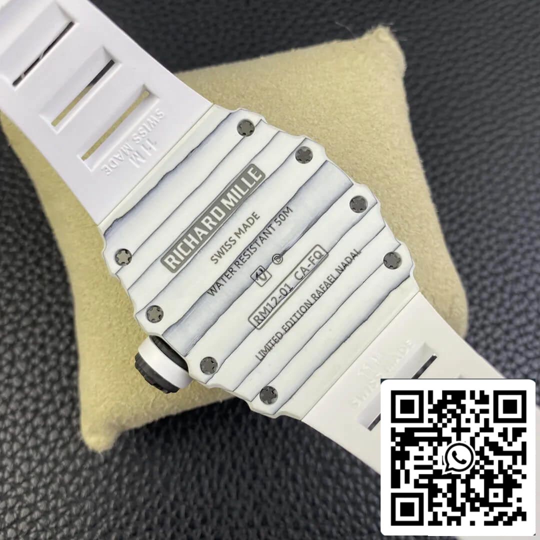 Richard Mille RM12-01 Tourbillon 1:1 Best Edition RM Fabbrica White Rubber cinturino