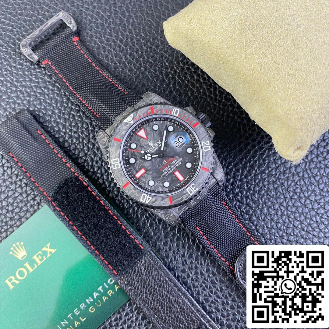 Rolex Submariner 1:1 edizione migliore VS Fabbrica DIW fibra di carbonio Nylon Velcro cinturino