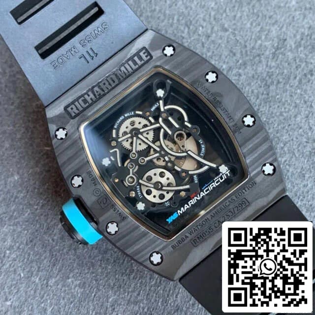 Richard Mille RM055 1:1 Best Edition KV Fabbrica V2 Esfera esqueleto de fibra de carbono