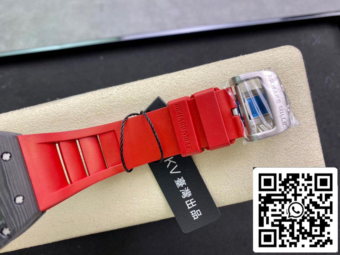 Richard Mille RM055 1:1 Best Edition KV Fabbrica V2 Fibra de Carbono Vermelho Cinturino
