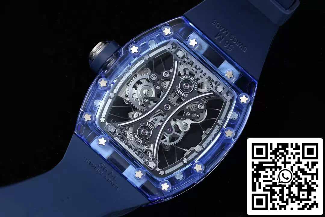 Richard Mille RM053-02 Tourbillon 1:1 Best Edition RM Fabbrica Blue Skeleton Dial