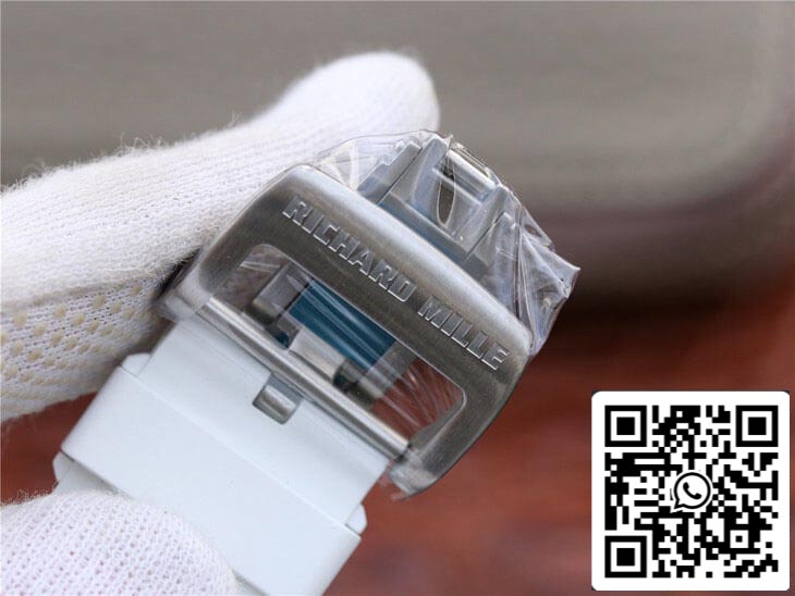 Richard Mille RM055 1:1 Best Edition KV Fabbrica Ceramic White Rubber Cinturino