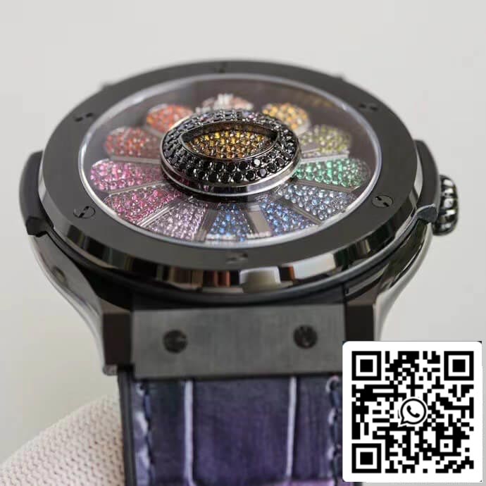 Hublot Classic Fusion Takashi Murakami 507.CX.9000.RX.TAK21 1:1 Best Edition Sunflower Colored Diamond Dial US Replica Watch