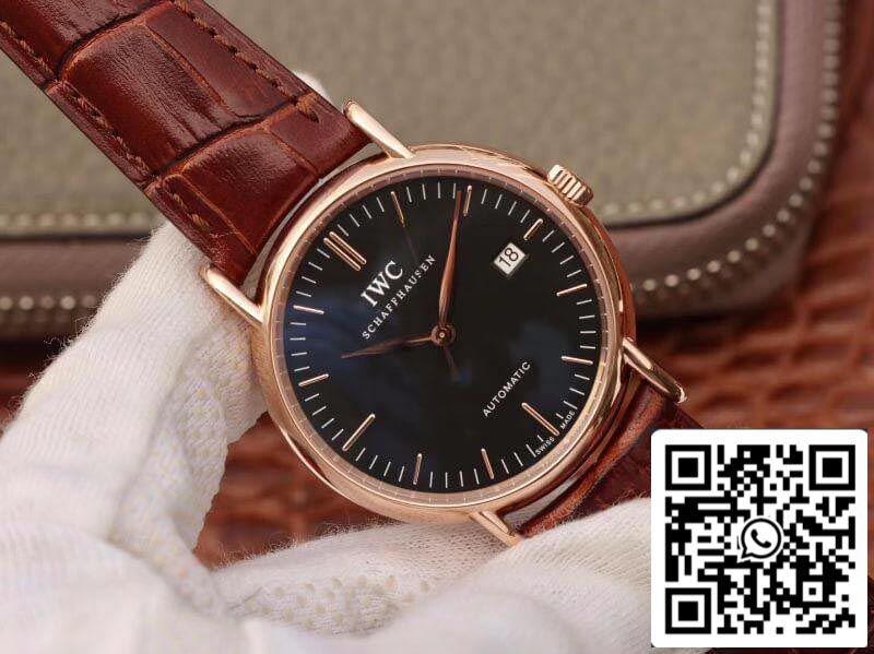IWC Portofino IW356504 TW Facroty 1:1 Best Edition Swiss ETA30110 18K Rose Gold Black dial US Replica Watch