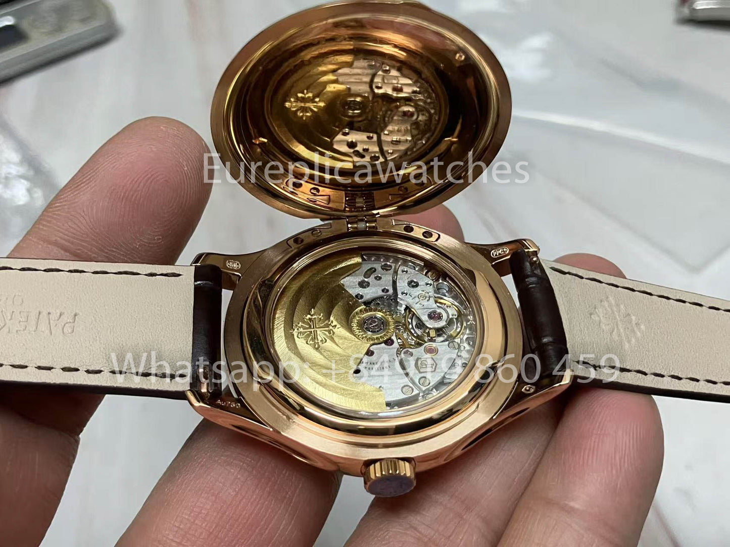 Patek Philippe Calatrava 5227G Rosa Oro 1:1 edizione migliore 3K Fabbrica Brown Pelle cinturino