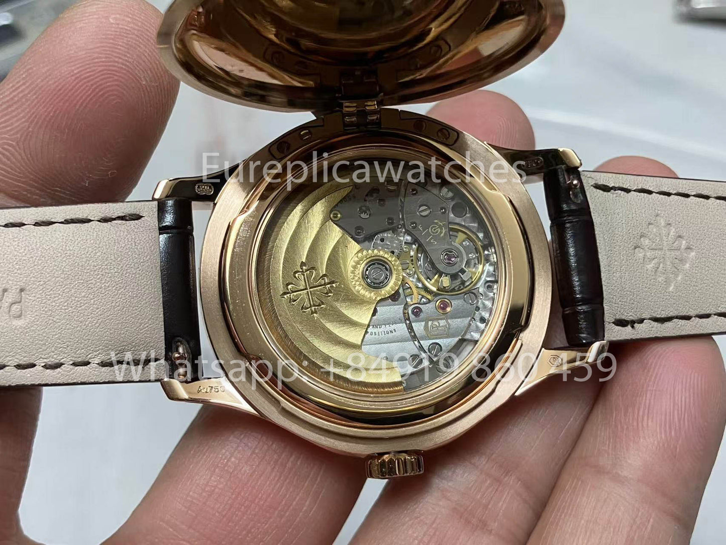 Patek Philippe Calatrava 5227G Rosa Oro 1:1 edizione migliore 3K Fabbrica Brown Pelle cinturino