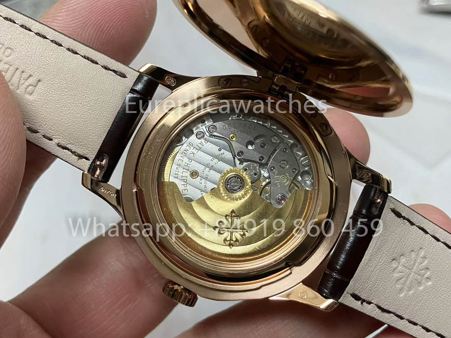 Patek Philippe Calatrava 5227G Rosa Oro 1:1 edizione migliore 3K Fabbrica Brown Pelle cinturino