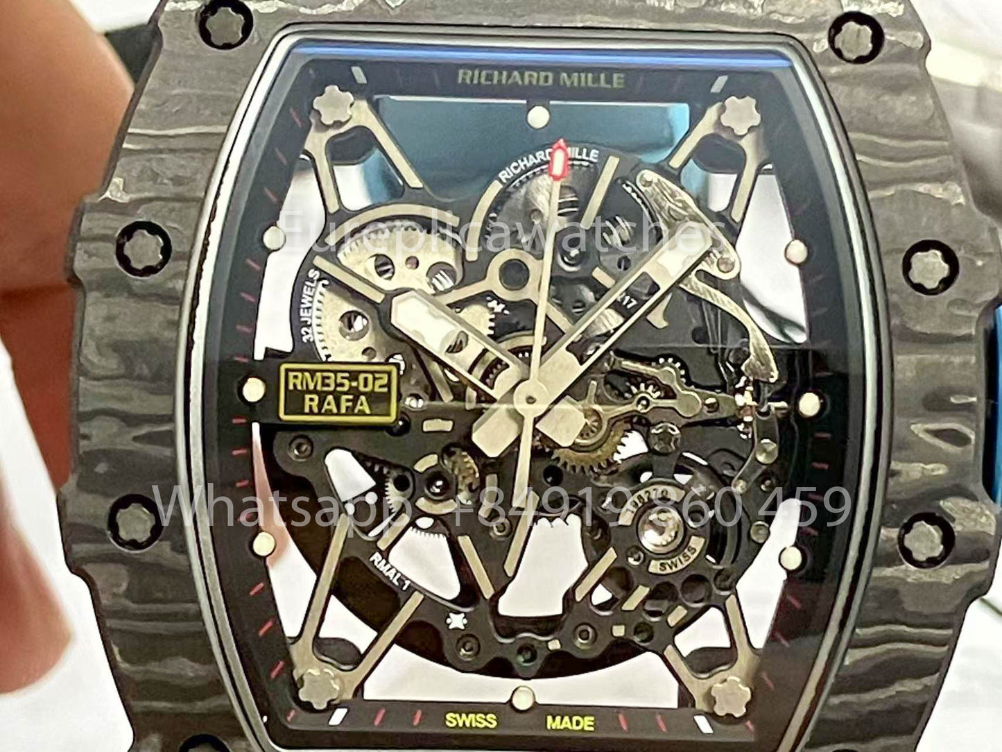 Richard Mille RM035-02 1:1 Best Clone R7 Fabbrica NTPT Carbon Case Blue cinturino
