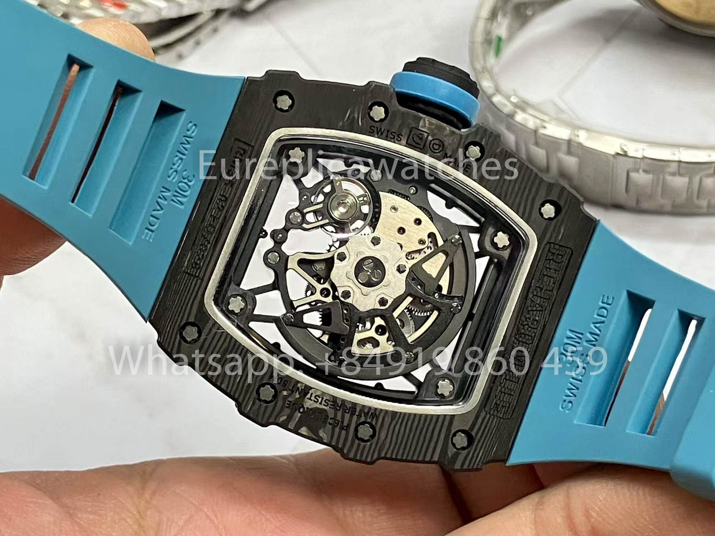 Richard Mille RM035-02 1:1 Best Clone R7 Fabbrica NTPT Carbon Case Blue cinturino