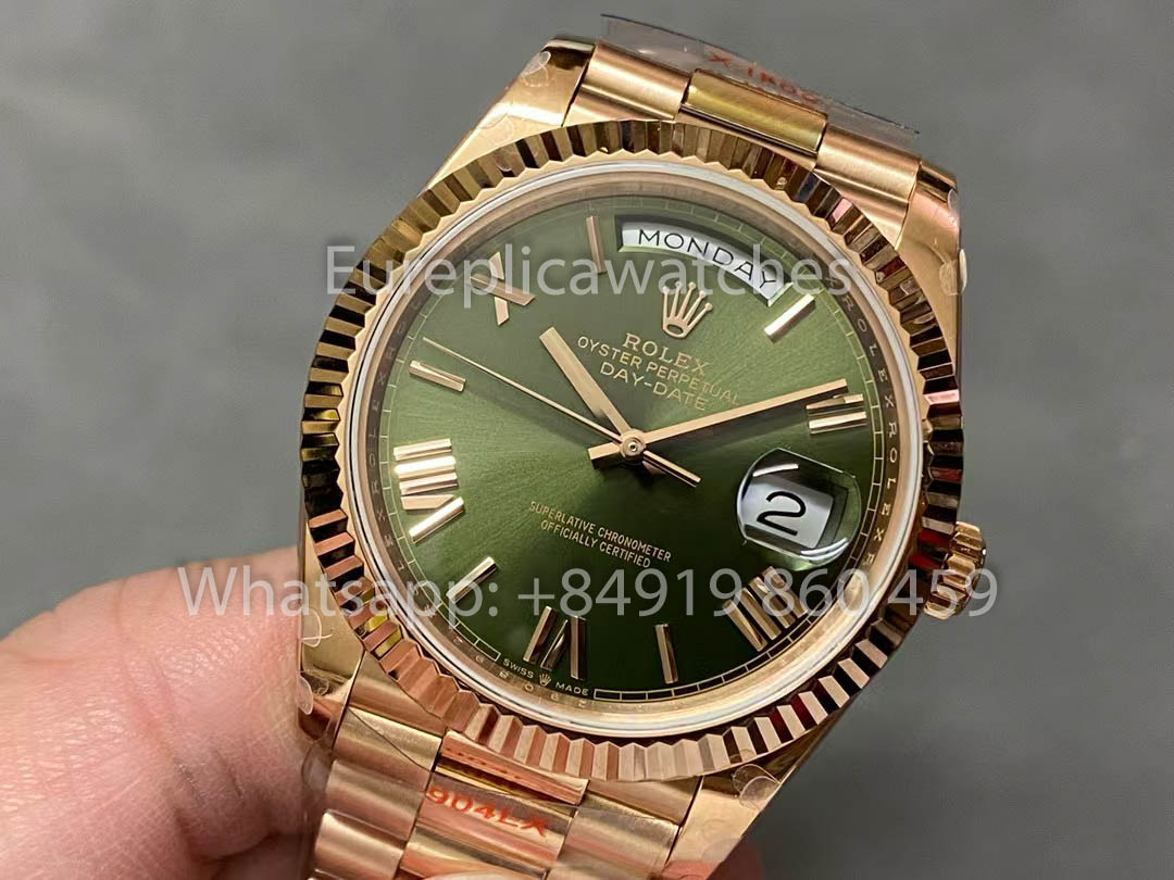 Rolex Day Date 40 228235 Rose Gold Green Dial versione migliore 1:1 QF Fabbrica