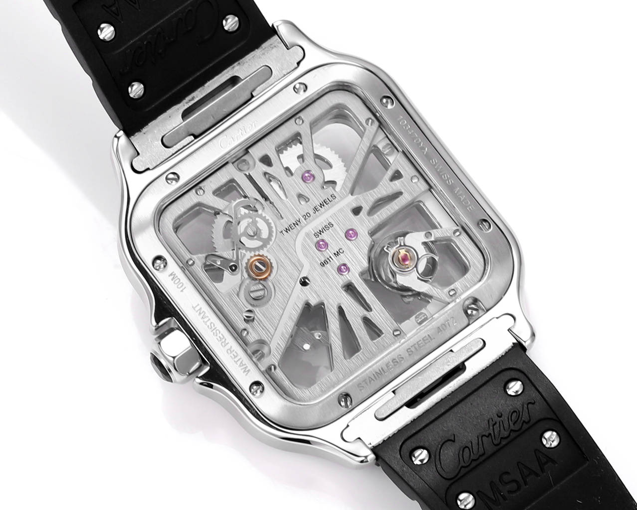 Cartier Santos Skeleton 40mm THB Fabbrica 1:1 Best Edition Caja blanca y cinturón negro