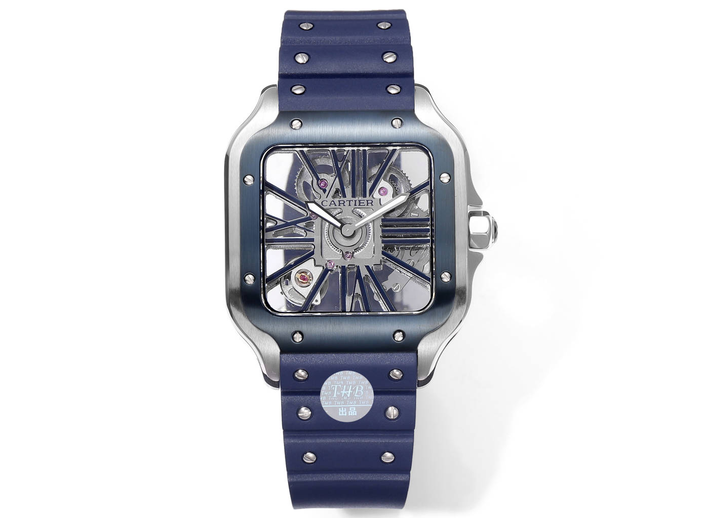 Cartier Santos Skeleton 40 mm WHSA0026 THB Fabbrica 1:1 Best Edition Bisel azul