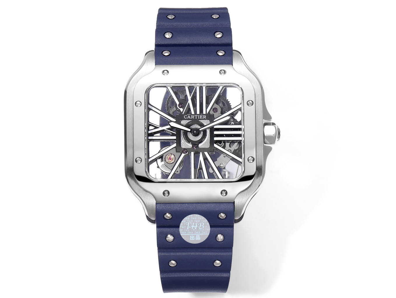 Cartier Santos Skeleton 40 mm WHSA0026 THB Fabbrica 1:1 Best Edition Bisel azul