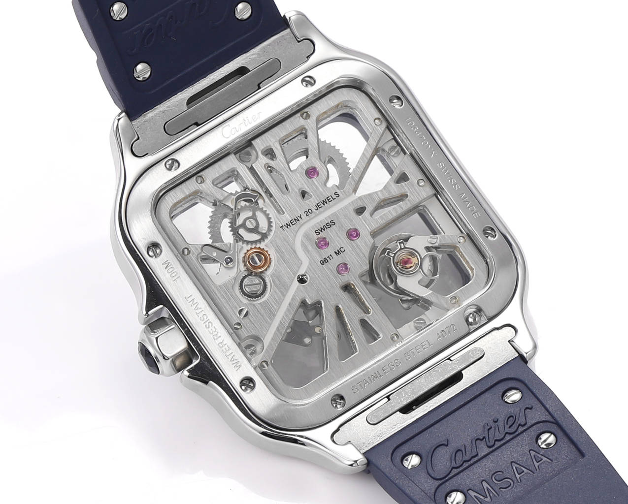Cartier Santos Skeleton 40 mm WHSA0026 THB Fabbrica 1:1 Best Edition Bisel azul