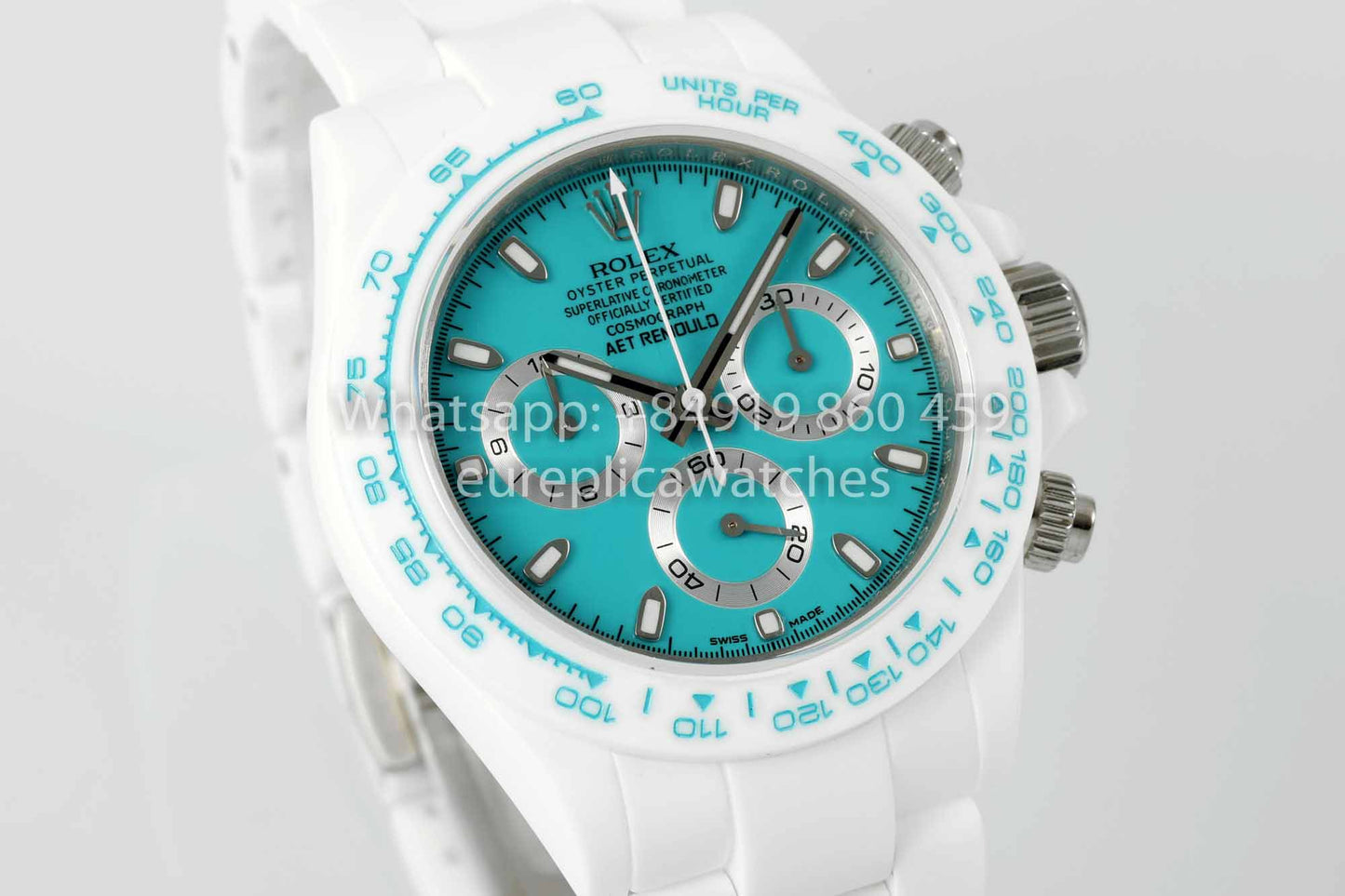 AET REMOULD Rolex Daytona personalizado Caja de cerámica blanca Esfera azul 1:1 Mejor clon N6F Fabbrica