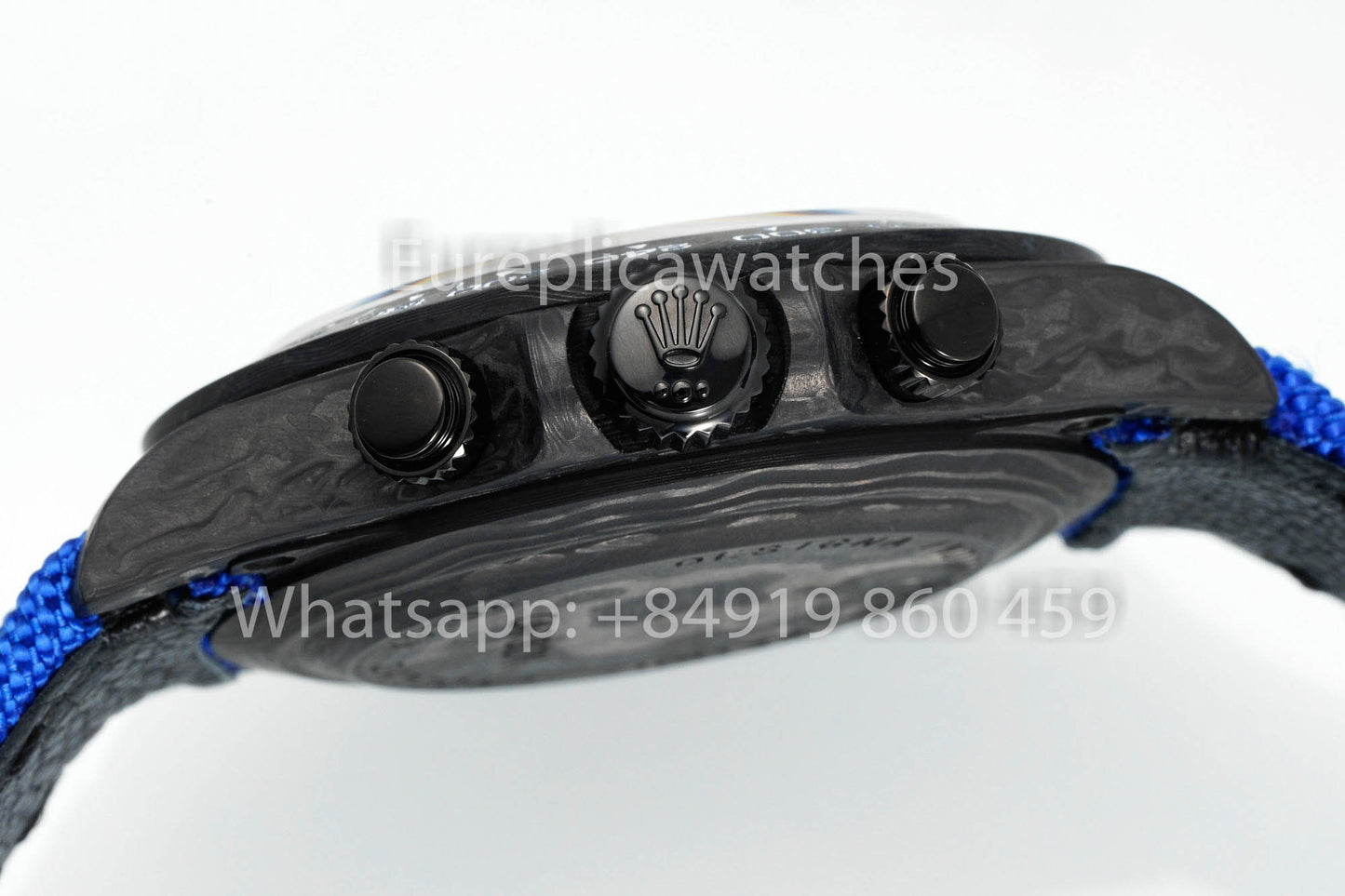 Rolex Daytona scheletrato quadrante Diw Custom NTPT Carbonio Cassa 1:1 Best Clone Blu Velcro cinturino