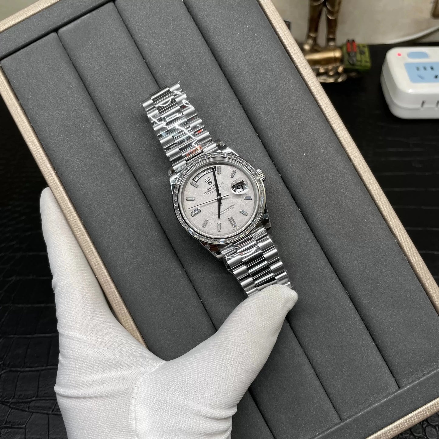 Rolex Day Date 40 M228396TBR-0027 Meteorite Diamond quadrante 1:1 edizione migliore GM Fabbrica V3 Counterweight Versione