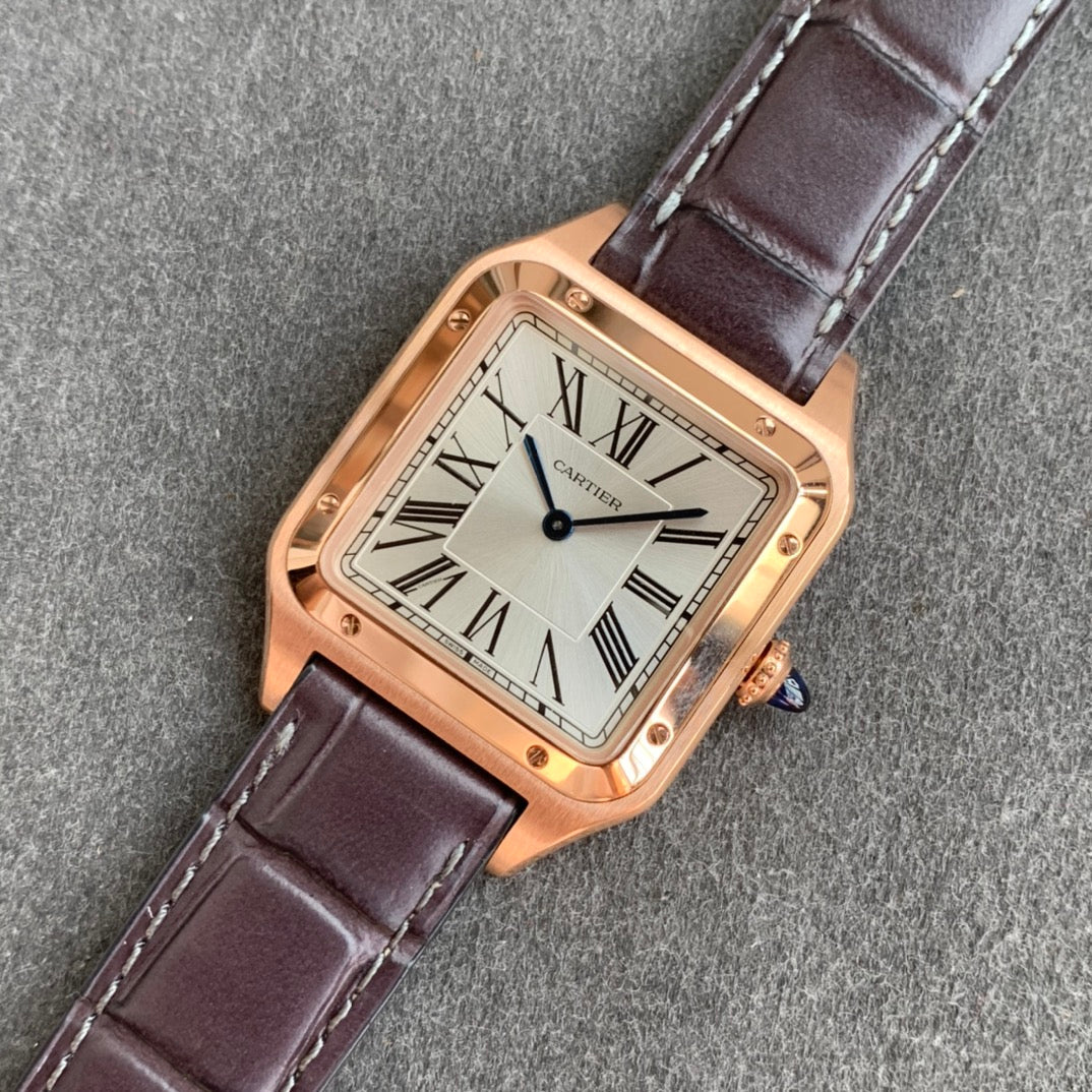 Cartier Santos-Dumont WGSA0022 1:1 edizione melhor F1 Fabbrica quadrante argento Brown cinturino