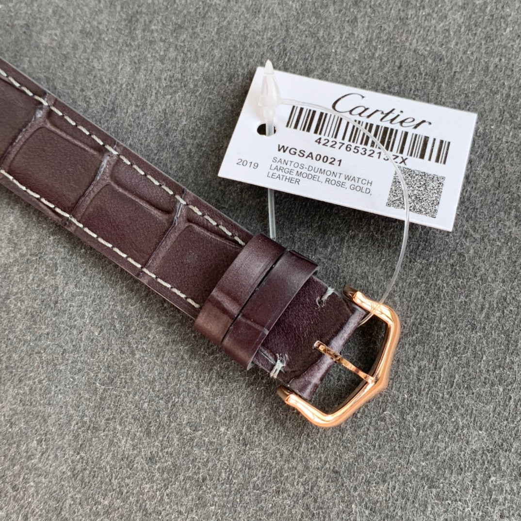 Cartier Santos-Dumont WGSA0022 1:1 edizione melhor F1 Fabbrica quadrante argento Brown cinturino