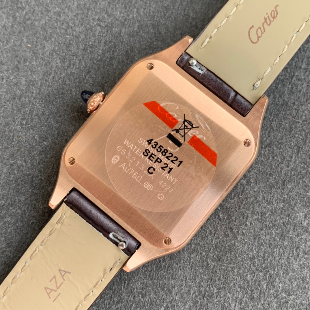 Cartier Santos-Dumont WGSA0022 1:1 edizione melhor F1 Fabbrica quadrante argento Brown cinturino