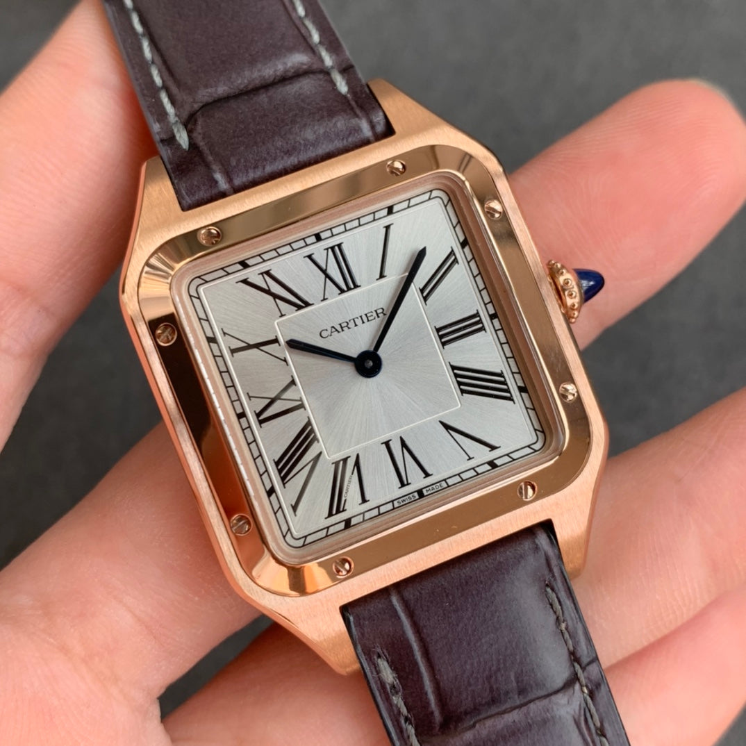 Cartier Santos-Dumont WGSA0022 1:1 edizione melhor F1 Fabbrica quadrante argento Brown cinturino