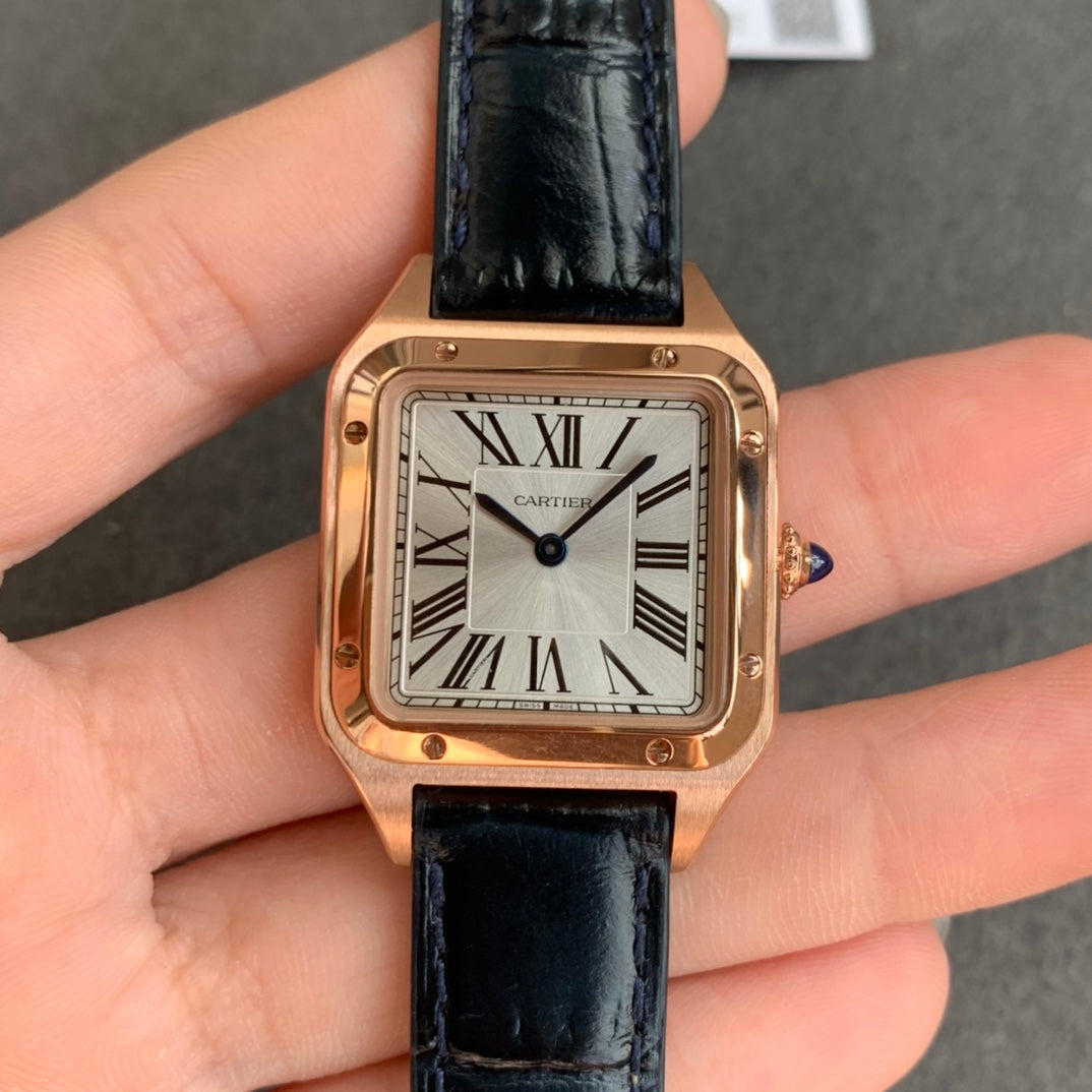 Cartier Santos-Dumont WGSA0022 1:1 edição melhor F1 Fabbrica quadrante argento Nero cinturino