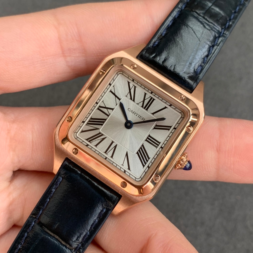Cartier Santos-Dumont WGSA0022 1:1 edição melhor F1 Fabbrica quadrante argento Nero cinturino