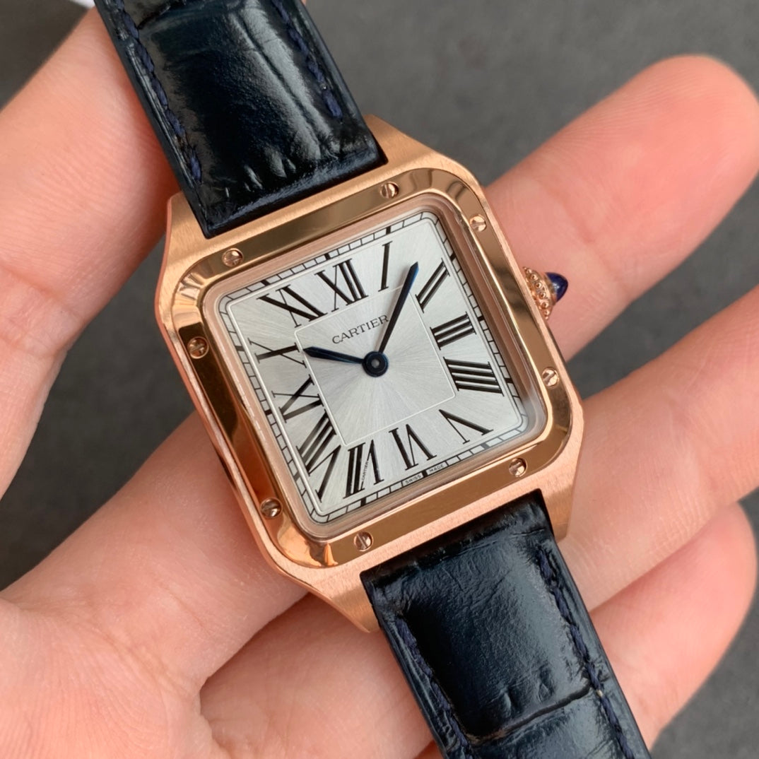 Cartier Santos-Dumont WGSA0022 1:1 edição melhor F1 Fabbrica quadrante argento Nero cinturino