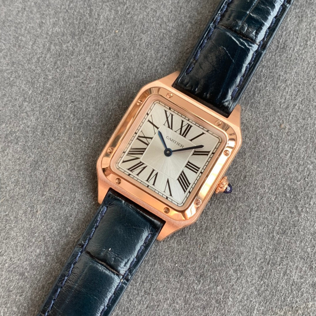 Cartier Santos-Dumont WGSA0022 1:1 edição melhor F1 Fabbrica quadrante argento Nero cinturino