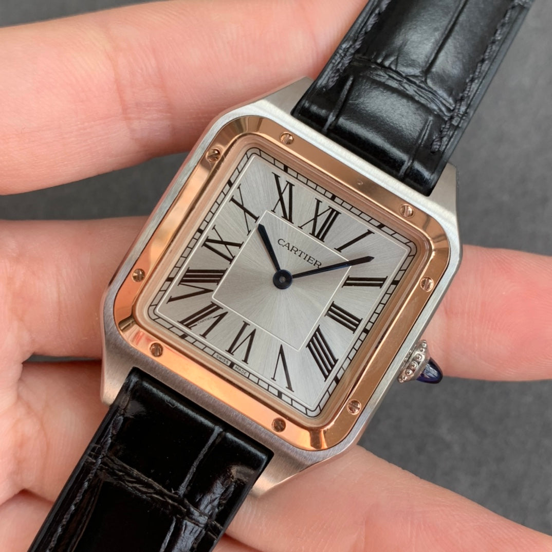 Cartier Santos-Dumont WGSA0022 1:1 edição melhor F1 Fabbrica Argento Cassa Nero cinturino
