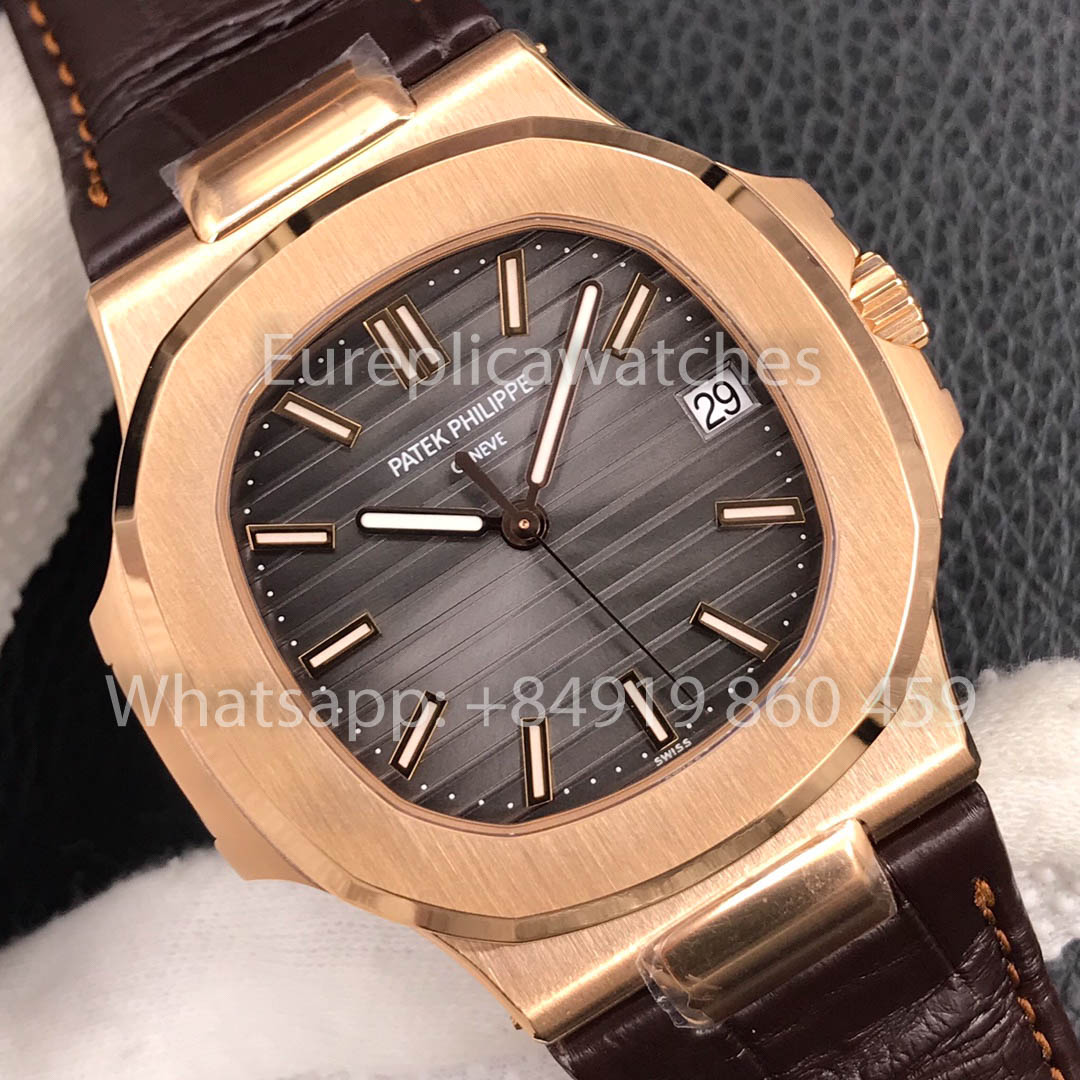 Patek Philippe Nautilus 5711R-001 Rosa Oro 1:1 Best Clone 3K Fabbrica Newest Versione Pelle cinturino
