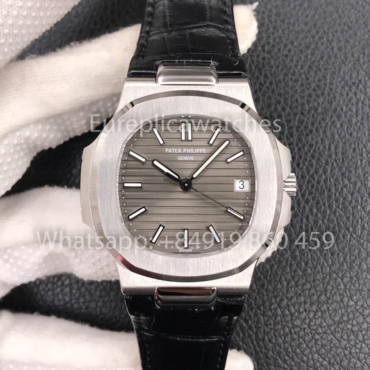 Patek Philippe Nautilus 5711G-001 Grigio quadrante 1:1 Melhor Clone 3K Fabbrica Versão mais recente Pelle cinturino