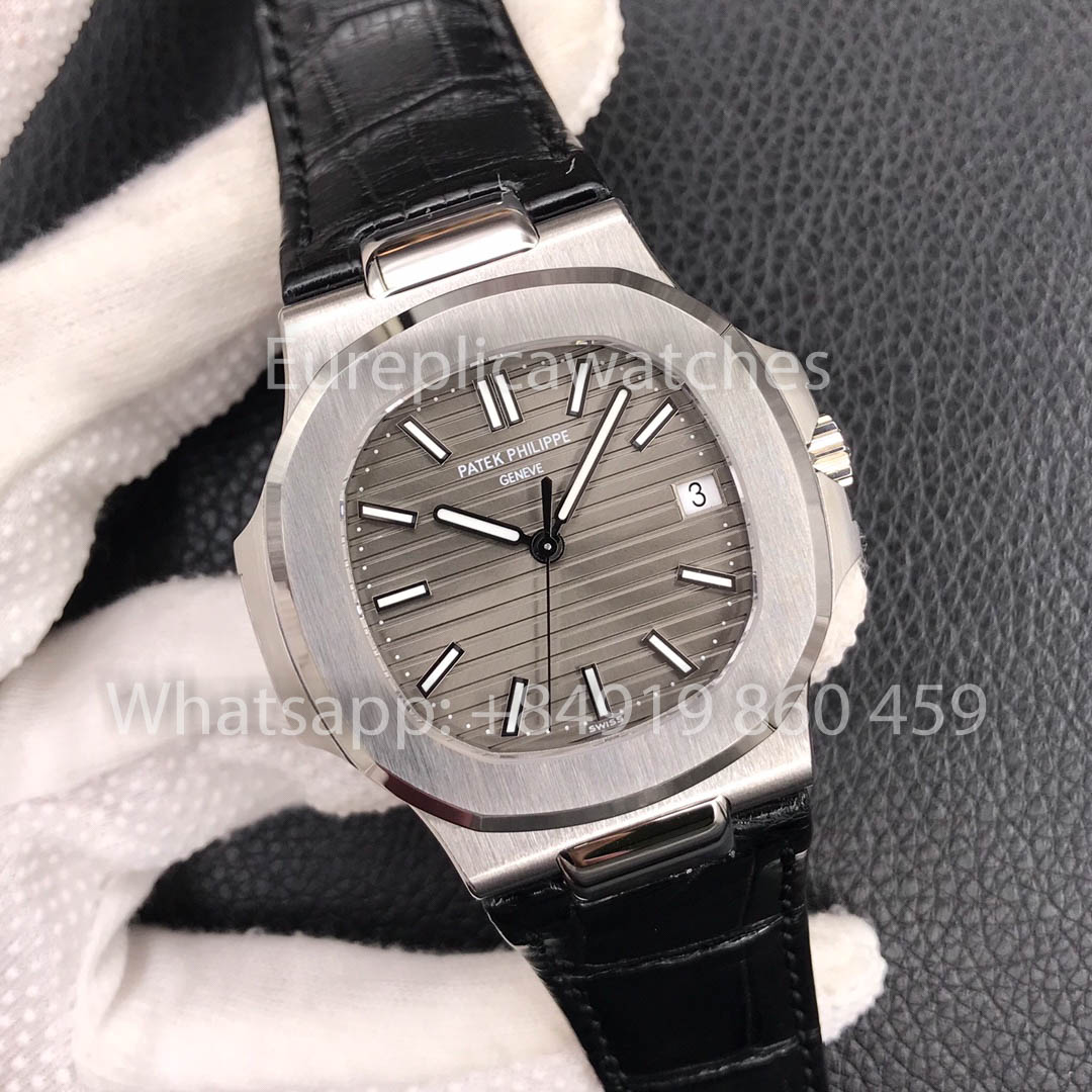 Patek Philippe Nautilus 5711G-001 Grigio quadrante 1:1 Best Clone 3K Fabbrica Newest Versione Pelle cinturino