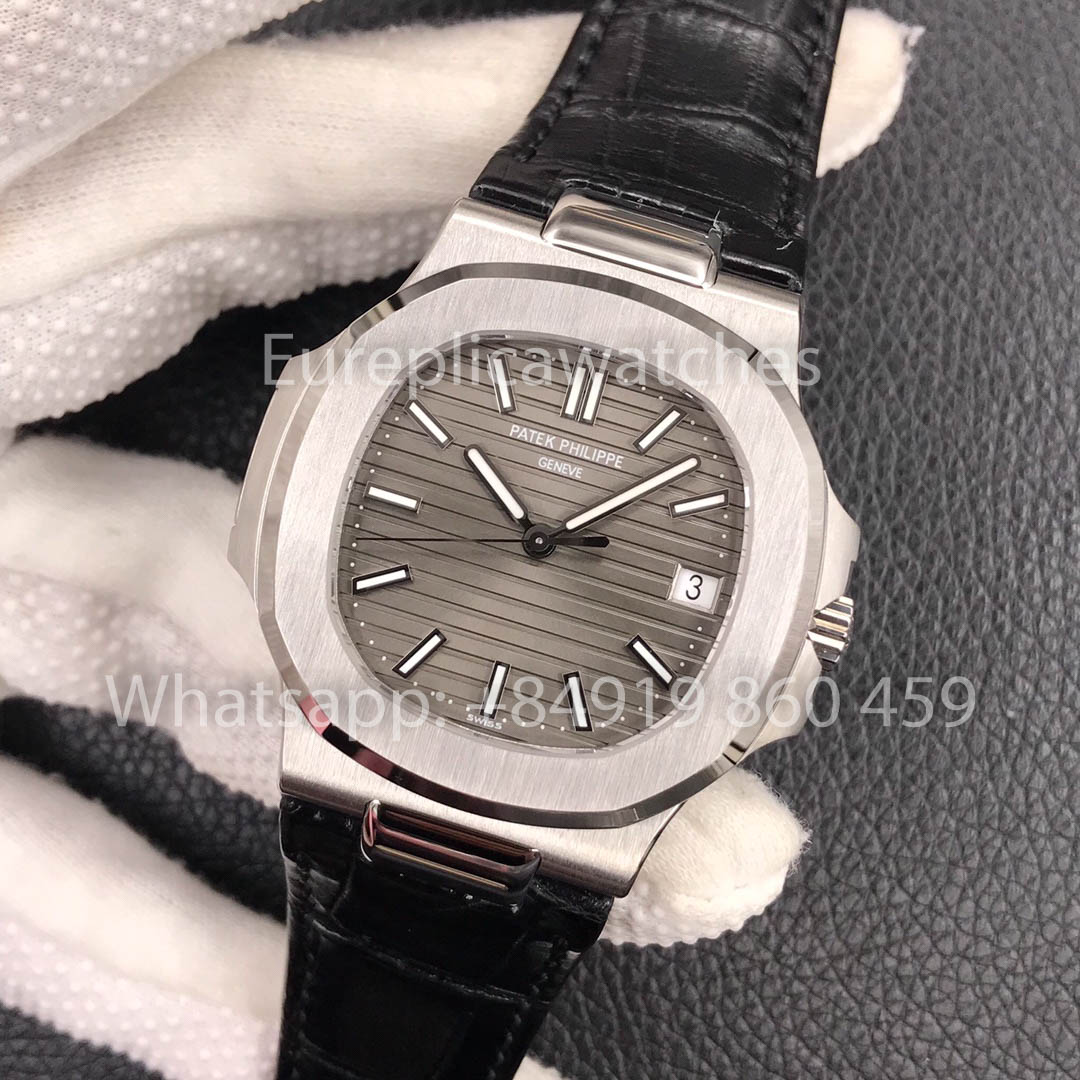 Patek Philippe Nautilus 5711G-001 Grigio quadrante 1:1 Best Clone 3K Fabbrica Newest Versione Pelle cinturino