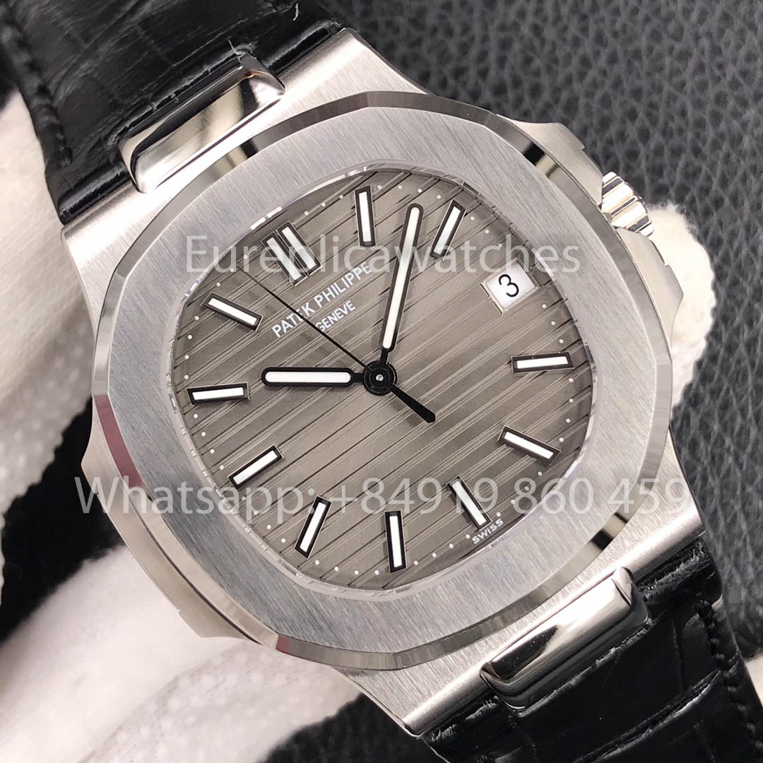 Patek Philippe Nautilus 5711G-001 Grigio quadrante 1:1 Best Clone 3K Fabbrica Newest Versione Pelle cinturino