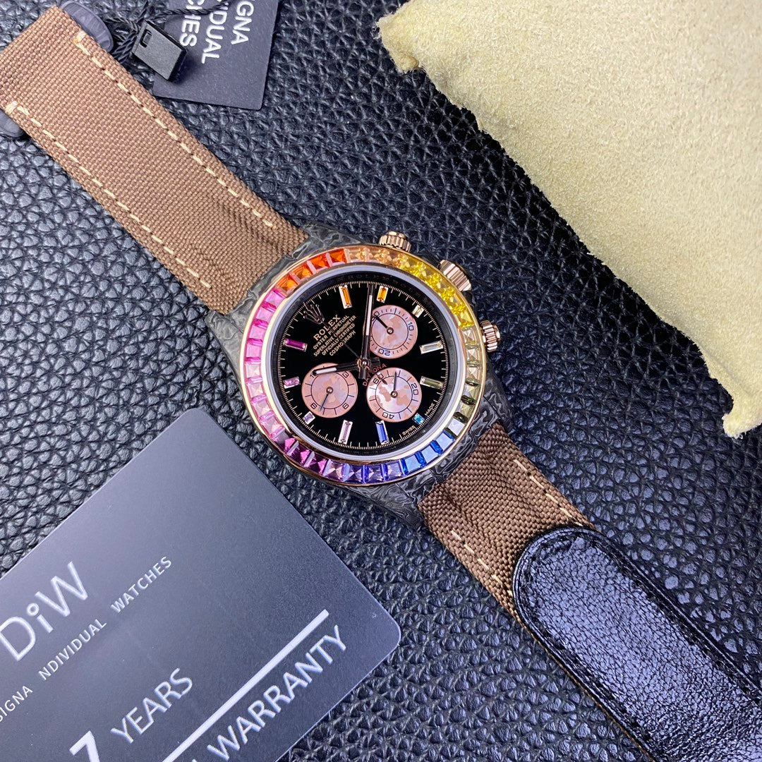 Rolex Daytona Cosmograph Diw versione personalizzata 1:1 edizione migliore Diw Fabbrica Rainbow lunetta