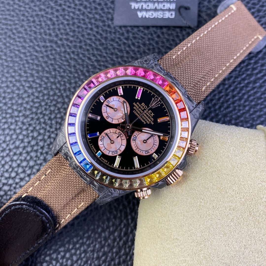 Rolex Daytona Cosmograph Diw versione personalizzata 1:1 edizione migliore Diw Fabbrica Rainbow lunetta