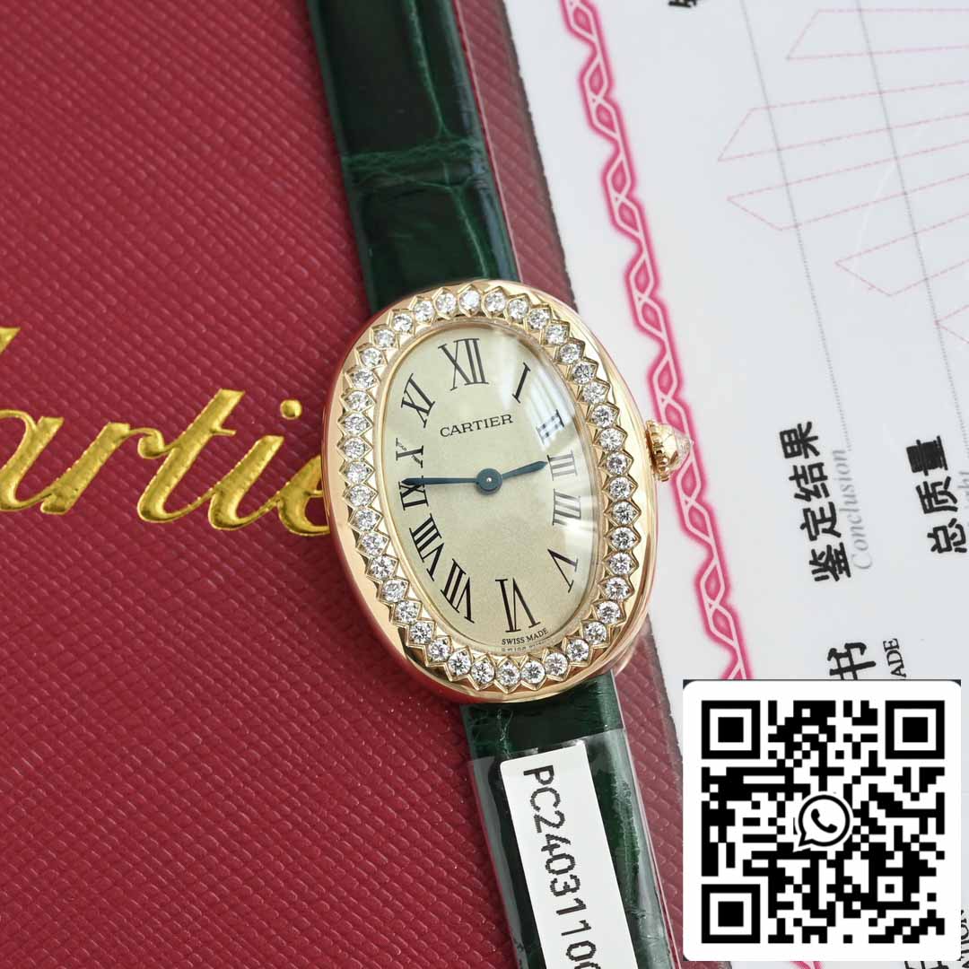 Cartier Lady Baignoire 23.9mm WJBA0038 1:1 Best Edition 18k Real gold and diamonds Green cinturino