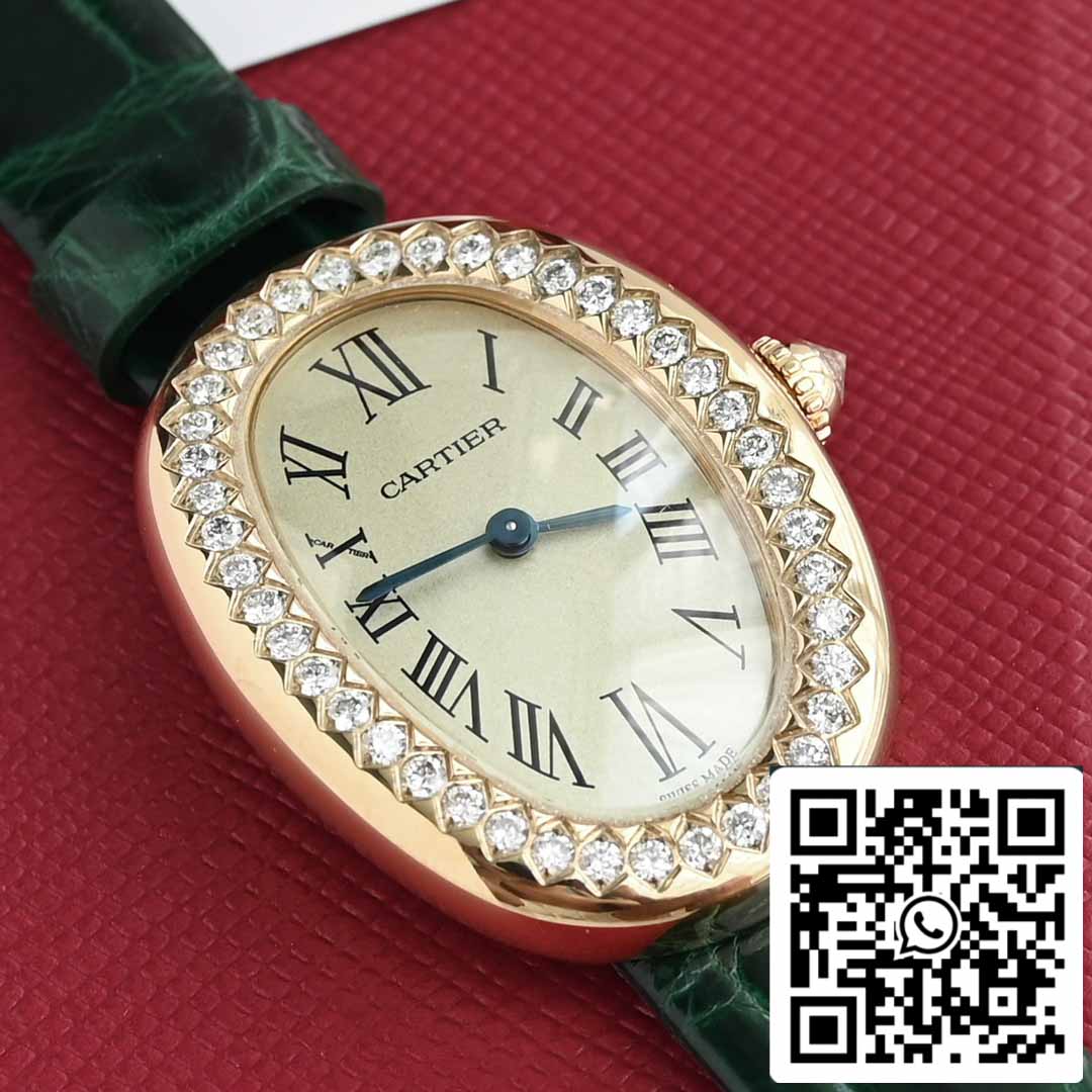 Cartier Lady Baignoire 23.9mm WJBA0038 1:1 Best Edition 18k Real gold and diamonds Green cinturino