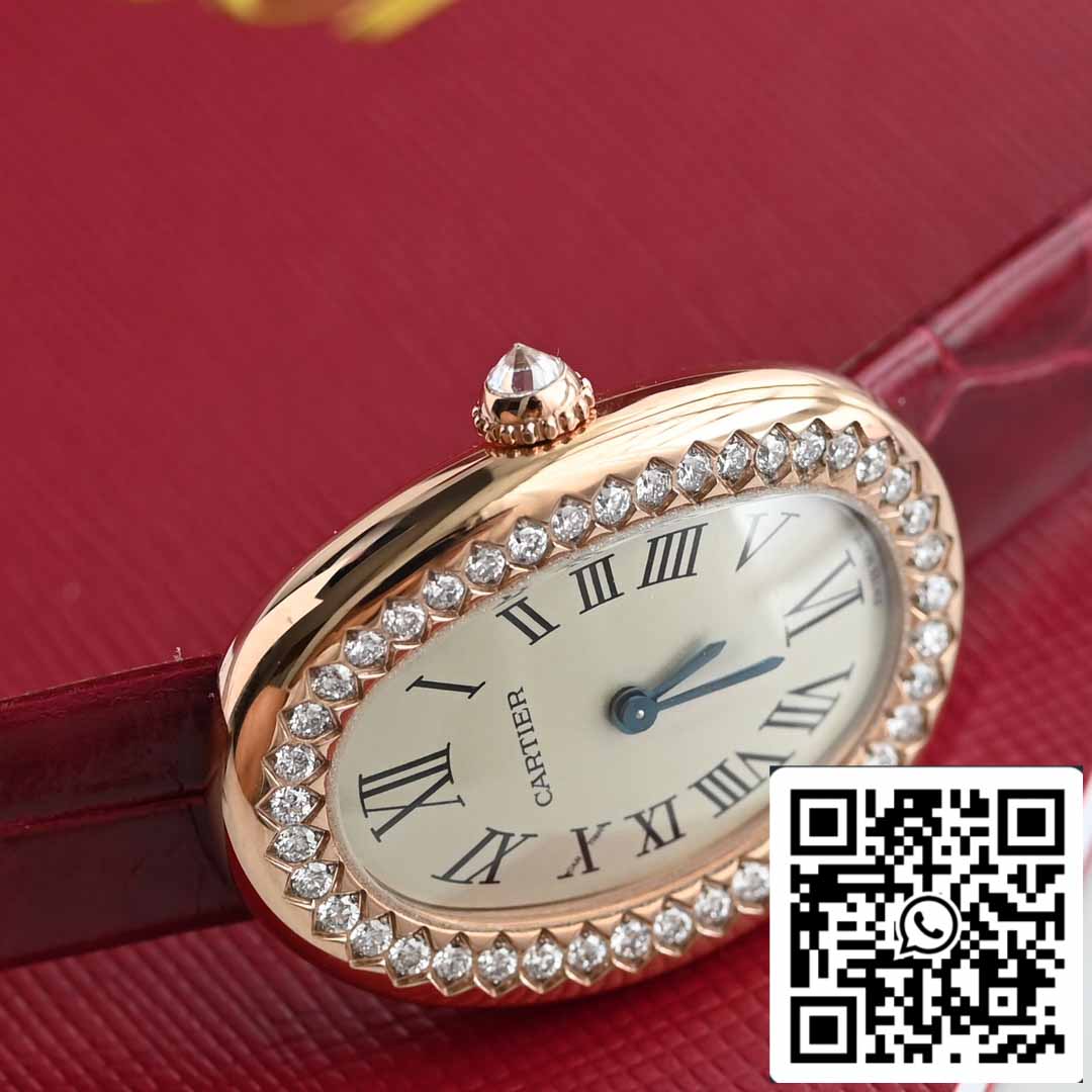 Cartier Lady Baignoire 23.9mm CRWJBA0031 1:1 Best Edition 18k Real gold and diamonds Red cinturino Version