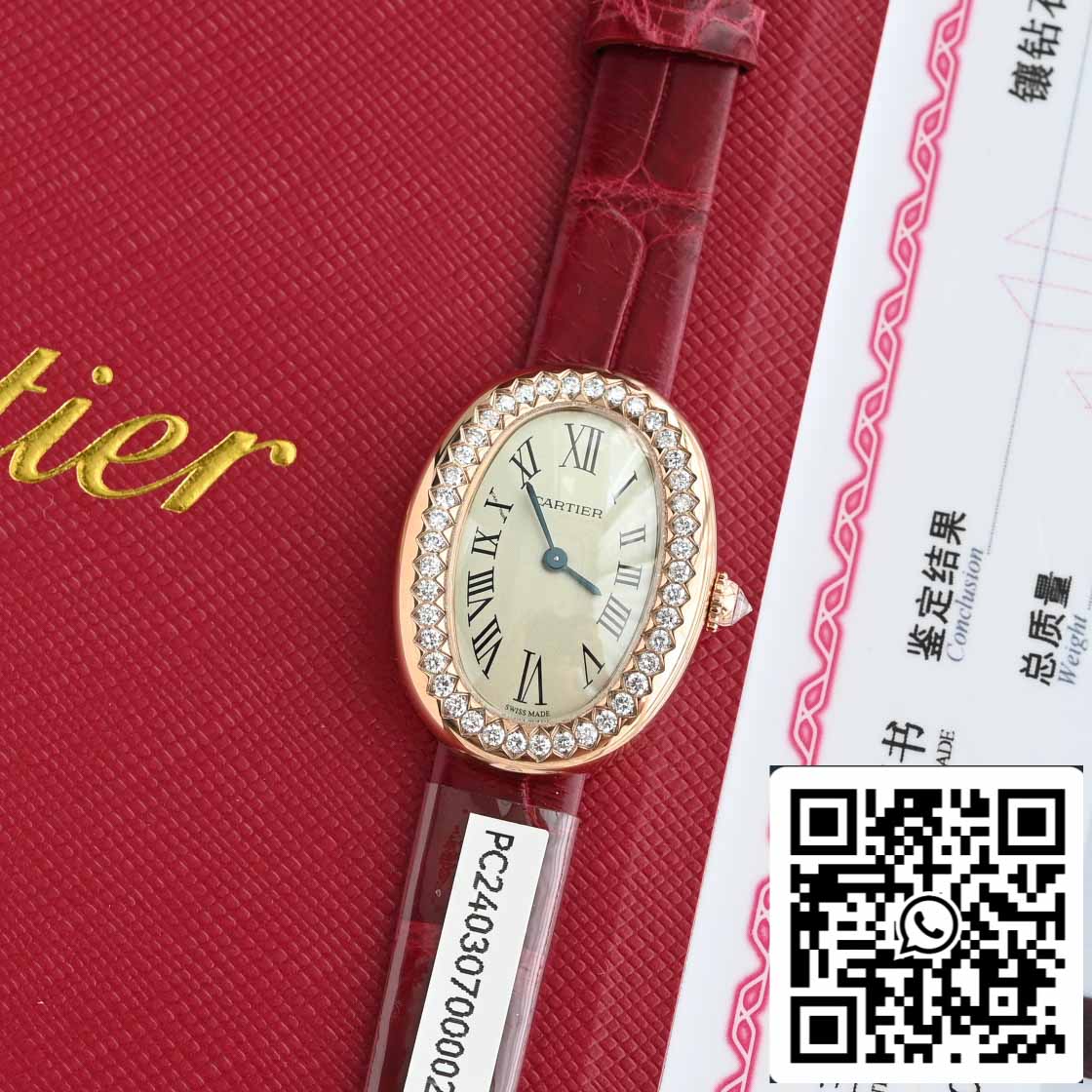 Cartier Lady Baignoire 23.9mm CRWJBA0031 1:1 Best Edition 18k Real gold and diamonds Red cinturino Version