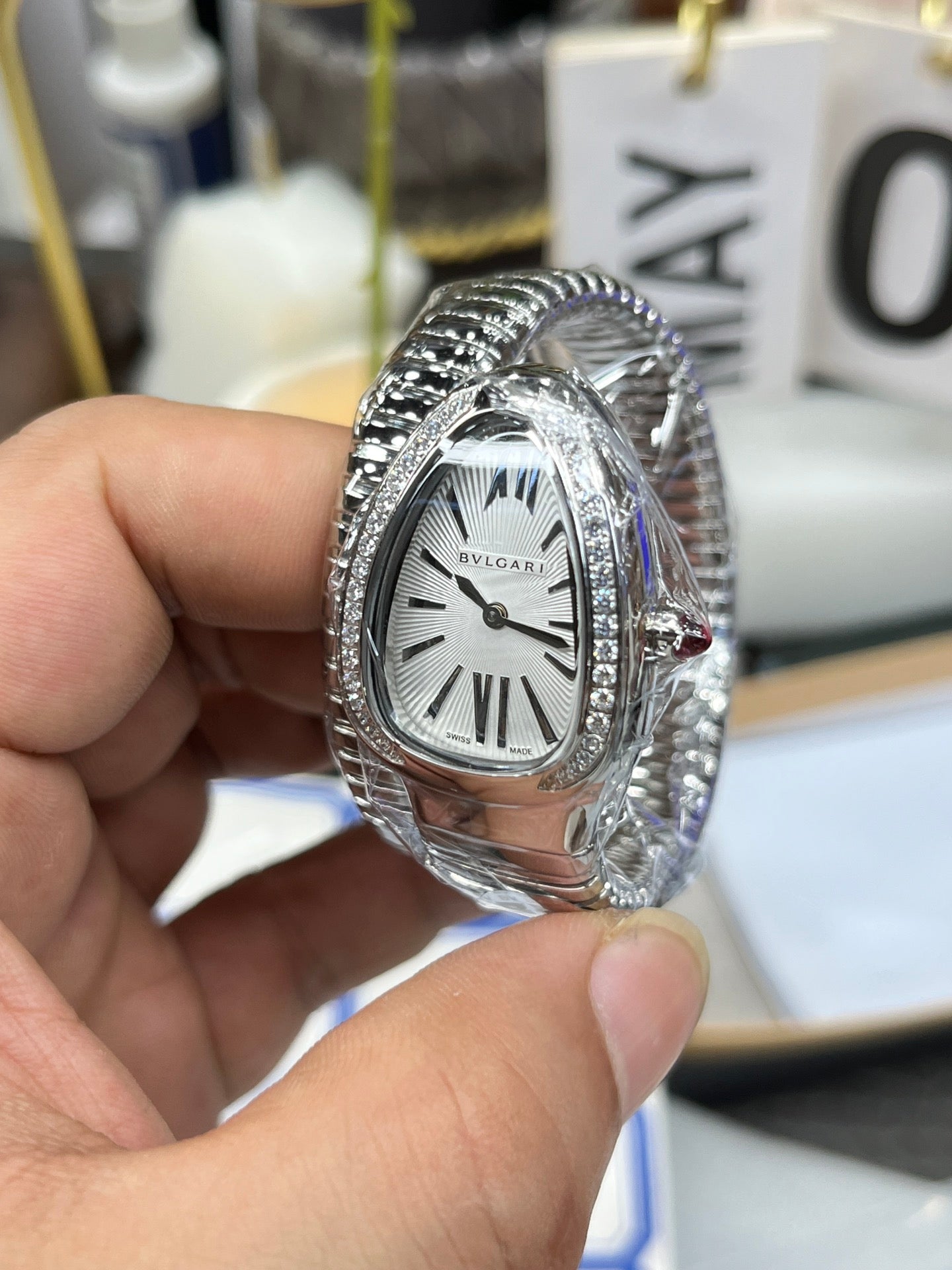 BVLGARI 101816 Serpenti Tubogas Argento Diamond 1:1 edición mejorada BV Fabbrica